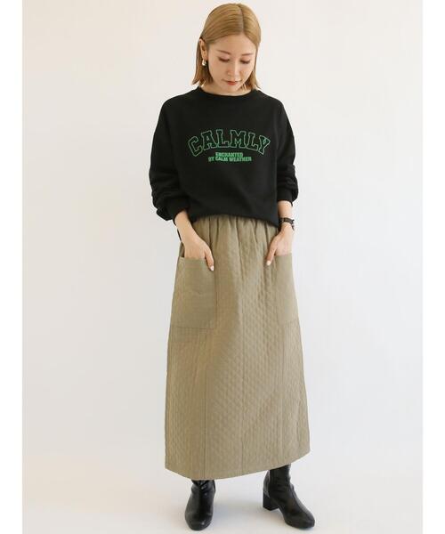 Samansa Mos2 blue（サマンサモスモスブルー）の「キルティングスカート（スカート・レディース・ブラック/カーキ/キナリ・ﾌﾘ-）」の11枚目の写真