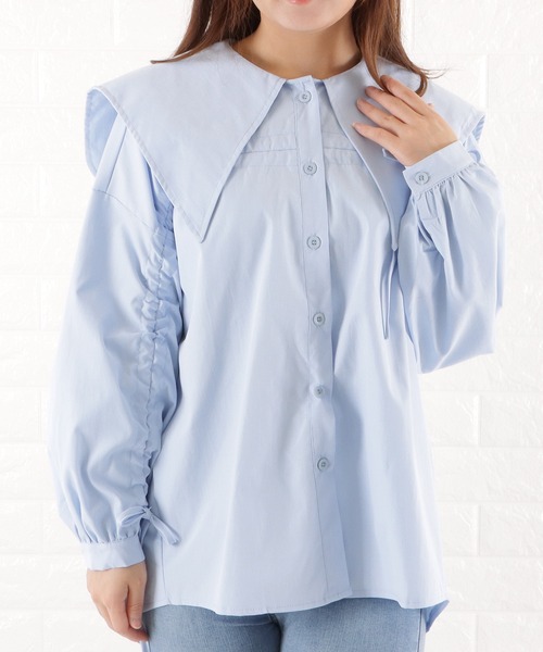 Lace Ladies（レースレディース）の「ビッグカラーフレアチュニックブラウス（シャツ/ブラウス・レディース・ブルー/ブラック/ホワイト・M）」の3枚目の写真