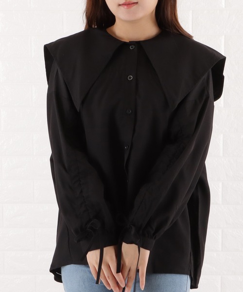 Lace Ladies（レースレディース）の「ビッグカラーフレアチュニックブラウス（シャツ/ブラウス・レディース・ブルー/ブラック/ホワイト・M）」の2枚目の写真