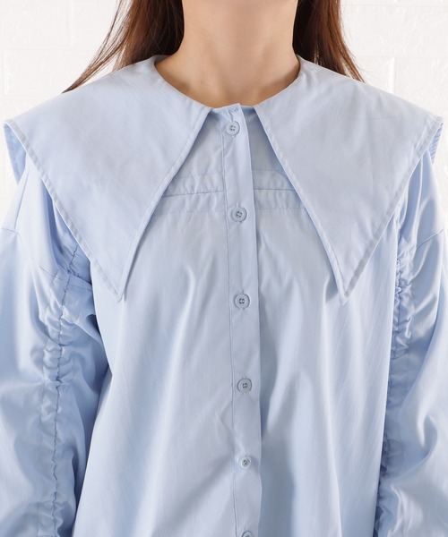 Lace Ladies（レースレディース）の「ビッグカラーフレアチュニックブラウス（シャツ/ブラウス・レディース・ブルー/ブラック/ホワイト・M）」の15枚目の写真