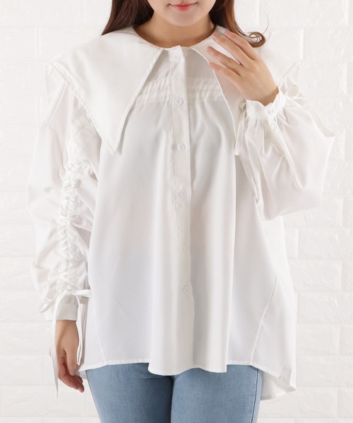 Lace Ladies（レースレディース）の「ビッグカラーフレアチュニックブラウス（シャツ/ブラウス・レディース・ブルー/ブラック/ホワイト・M）」の13枚目の写真