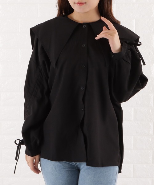 Lace Ladies（レースレディース）の「ビッグカラーフレアチュニックブラウス（シャツ/ブラウス・レディース・ブルー/ブラック/ホワイト・M）」の11枚目の写真