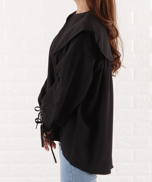 Lace Ladies（レースレディース）の「ビッグカラーフレアチュニックブラウス（シャツ/ブラウス・レディース・ブルー/ブラック/ホワイト・M）」の8枚目の写真