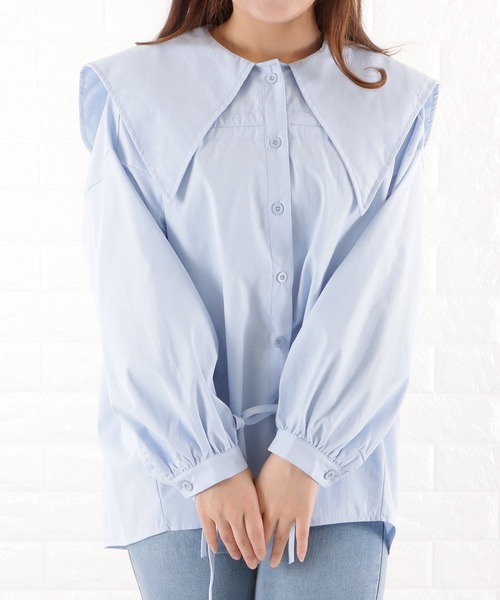 Lace Ladies（レースレディース）の「ビッグカラーフレアチュニックブラウス（シャツ/ブラウス・レディース・ブルー/ブラック/ホワイト・M）」の21枚目の写真