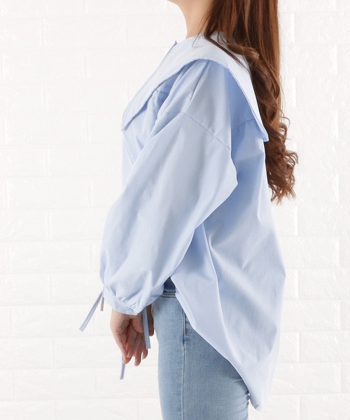 Lace Ladies（レースレディース）の「ビッグカラーフレアチュニックブラウス（シャツ/ブラウス・レディース・ブルー/ブラック/ホワイト・M）」の17枚目の写真