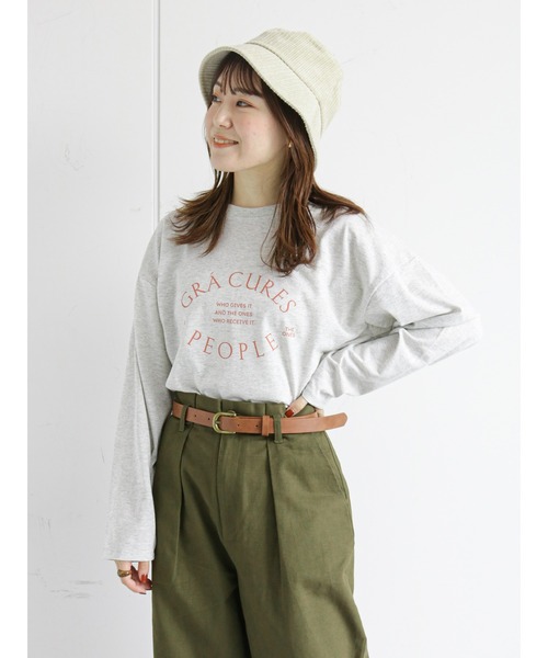 ehka sopo（エヘカソポ）の「サークルロゴプリントロンT（Tシャツ/カットソー・レディース・グレー/ブラック/オフホワイト/キナリ・ﾌﾘ-）」の4枚目の写真