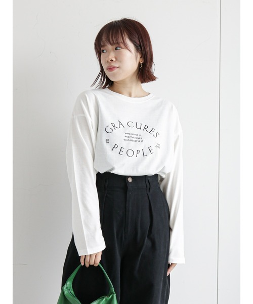 ehka sopo（エヘカソポ）の「サークルロゴプリントロンT（Tシャツ/カットソー・レディース・グレー/ブラック/オフホワイト/キナリ・ﾌﾘ-）」の7枚目の写真