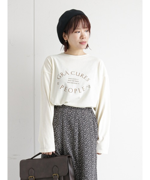 ehka sopo（エヘカソポ）の「サークルロゴプリントロンT（Tシャツ/カットソー・レディース・グレー/ブラック/オフホワイト/キナリ・ﾌﾘ-）」の12枚目の写真