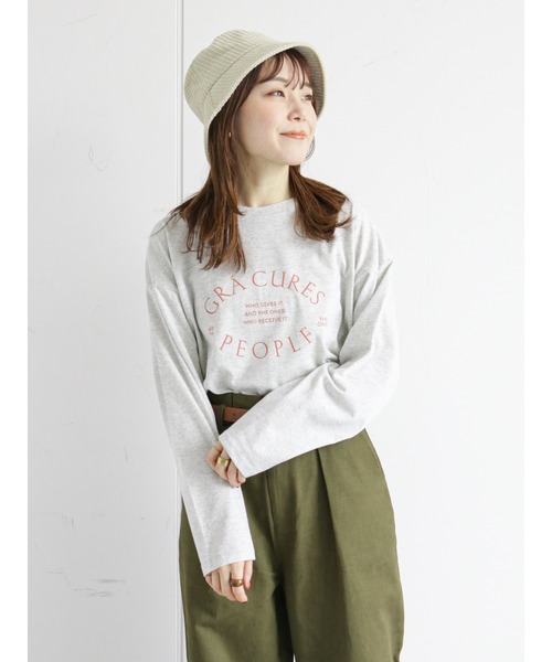 ehka sopo（エヘカソポ）の「サークルロゴプリントロンT（Tシャツ/カットソー・レディース・グレー/ブラック/オフホワイト/キナリ・ﾌﾘ-）」の18枚目の写真