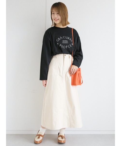 ehka sopo（エヘカソポ）の「サークルロゴプリントロンT（Tシャツ/カットソー・レディース・グレー/ブラック/オフホワイト/キナリ・ﾌﾘ-）」の21枚目の写真