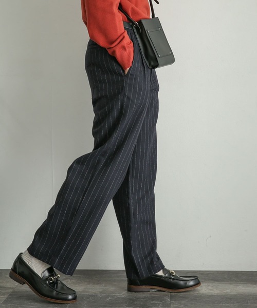SENSE OF PLACE by URBAN RESEARCH（センスオブプレイスバイアーバンリサーチ）の「ストライプウールブレンドワイドパンツ（スラックス・メンズ・ネイビー/ダークグレー・MEDIUM/LARGE）」の21枚目の写真