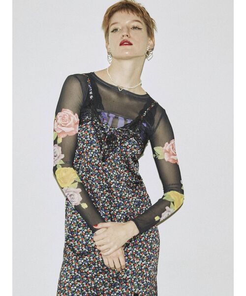 jouetie(ジュエティ)の「ANNA SUI メッシュフィットトップス【コラボ】(Tシャツ/カットソー・レディース・ピンク/パープル/ブラック・MEDIUM)」の6枚目の写真