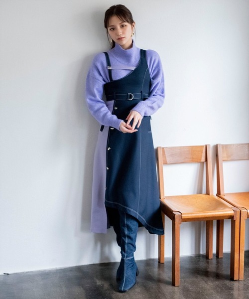 REDYAZEL（レディアゼル）の「タートルショート丈ニット（ニット/セーター・レディース・パープル/ブラック/ライトベージュ・FREE）」の14枚目の写真