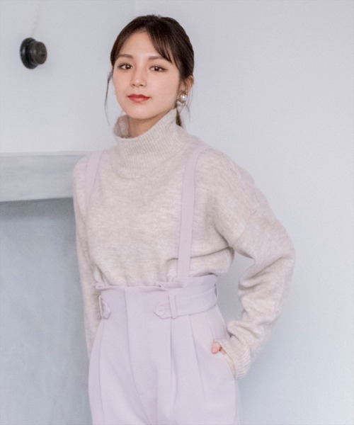 REDYAZEL（レディアゼル）の「タートルショート丈ニット（ニット/セーター・レディース・パープル/ブラック/ライトベージュ・FREE）」の22枚目の写真