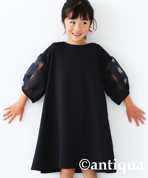 antiqua(アンティカ)の「チェック柄ワンピース(ワンピース・キッズ・ブラック・130/140/150/160)」の1枚目の写真
