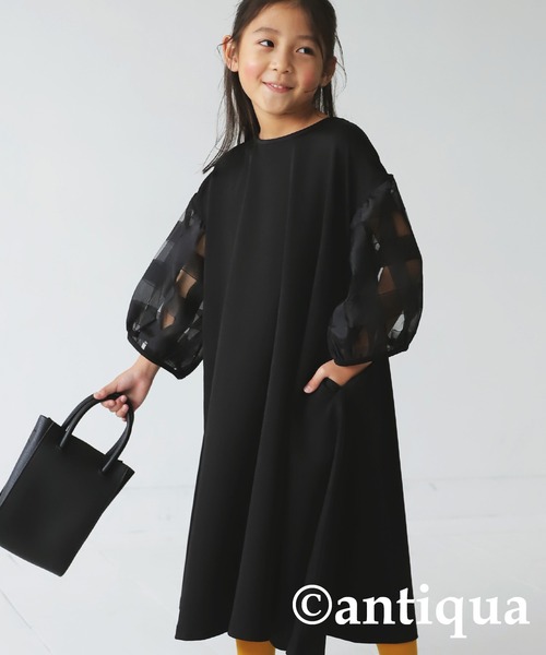 antiqua(アンティカ)の「チェック柄ワンピース(ワンピース・キッズ・ブラック・130/140/150/160)」の2枚目の写真