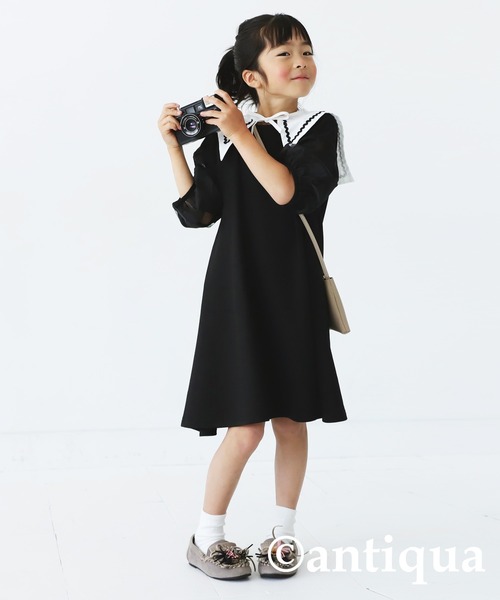 antiqua(アンティカ)の「チェック柄ワンピース(ワンピース・キッズ・ブラック・130/140/150/160)」の6枚目の写真