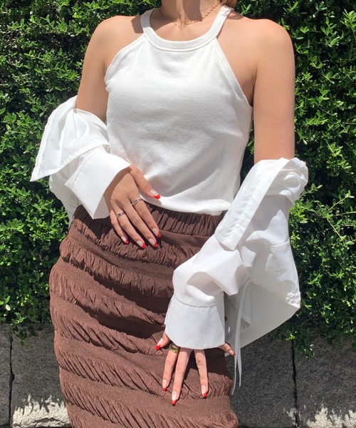 SHAGGIE（シャギー）の「【カップお取り外し可能】ホルターネックリブトップインナー（キャミソール・レディース・イエロー/ホワイト/ブラック・FREE）」の16枚目の写真