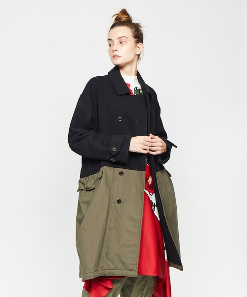gomme（ゴム）の「モッサ 比翼コート（ステンカラーコート）」 - WEAR