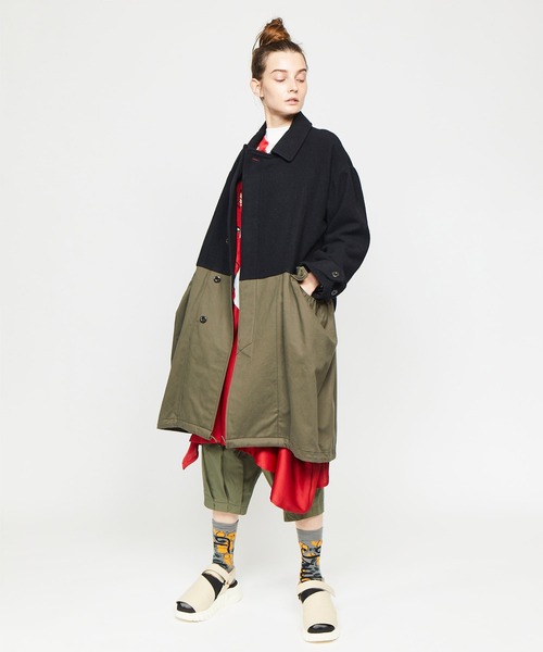 gomme（ゴム）の「モッサ 比翼コート（ステンカラーコート）」 - WEAR