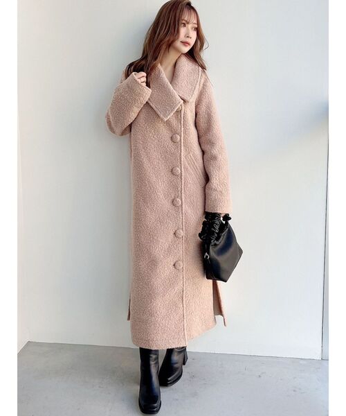 RESEXXY（リゼクシー）の「アシメカラーロングコート（チェスターコート・レディース・ブルー/ブラック/ベージュ・FREE）」の4枚目の写真