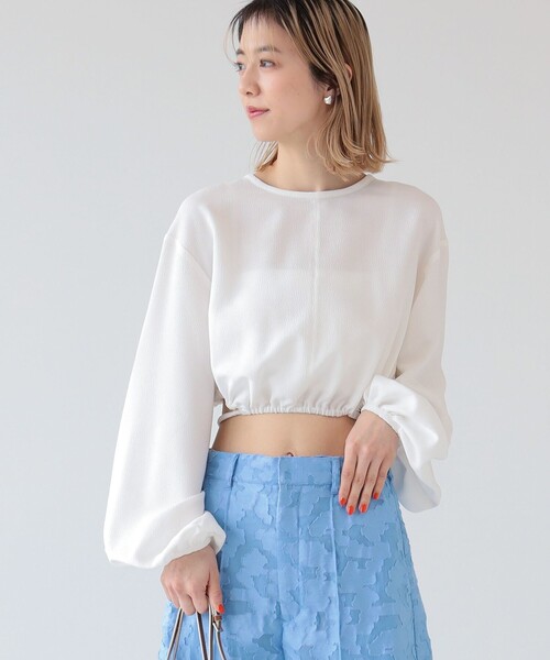 Ray BEAMS（レイビームス）の「Ray BEAMS / シャーリング ベルト ブラウス（シャツ/ブラウス・レディース・ブラック/ホワイト・0/1）」の8枚目の写真