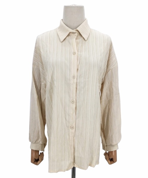 パドカレ シワ加工 長袖シャツ グレー 羽織り ワッシャー加工 36 ゆったり パドカレ シワ加工 長袖シャツ グレー 羽織り ワッシャー加工 36