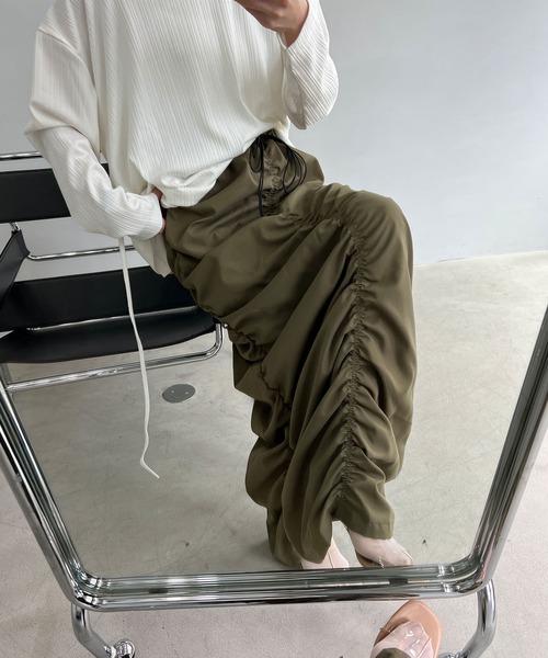 chuclla（チュクラ）の「2wayキャタピラーギャザー イージースカート chw23s020（スカート・レディース・カーキ/ブラック・M/S）」の22枚目の写真