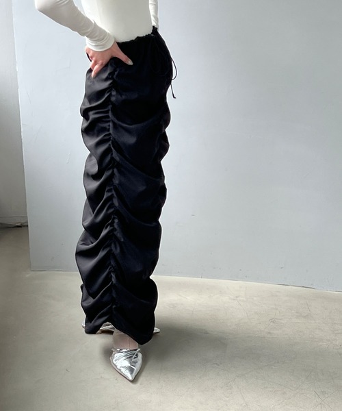 chuclla（チュクラ）の「2wayキャタピラーギャザー イージースカート chw23s020（スカート・レディース・カーキ/ブラック・M/S）」の7枚目の写真