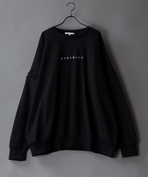 SITRY(シトリー)の「oversize 2way stitch logo sweat shirt/オーバーサイズ 2way ワンポイント刺繍 スウェット シャツ/トレーナー(スウェット・メンズ・ホワイト/ブラック/グレイッシュブルー・M/L)」の3枚目の写真