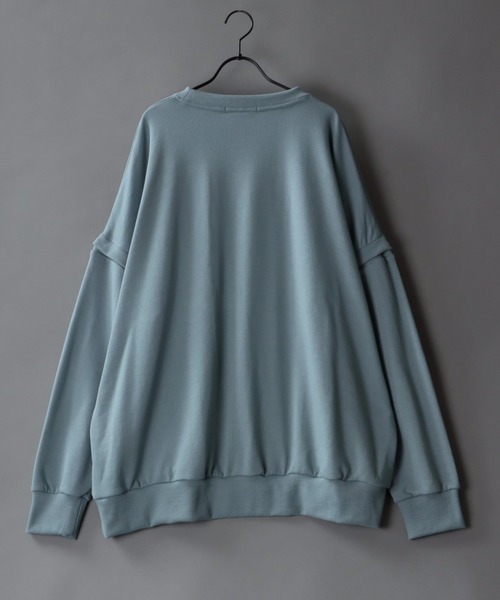 SITRY(シトリー)の「oversize 2way stitch logo sweat shirt/オーバーサイズ 2way ワンポイント刺繍 スウェット シャツ/トレーナー(スウェット・メンズ・ホワイト/ブラック/グレイッシュブルー・M/L)」の8枚目の写真