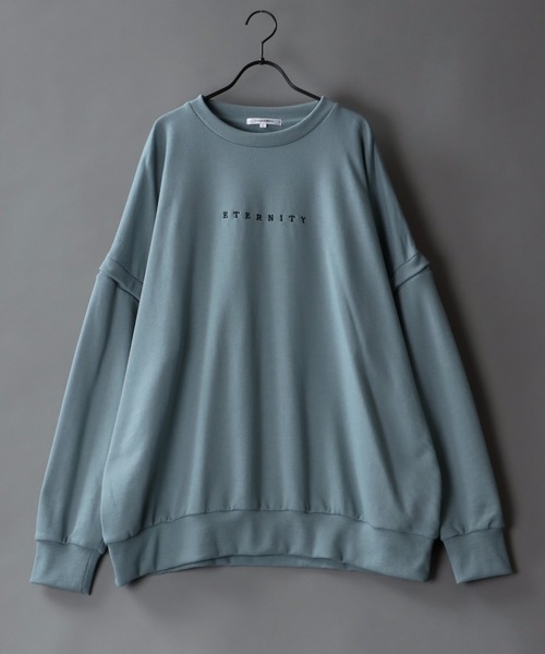 SITRY(シトリー)の「oversize 2way stitch logo sweat shirt/オーバーサイズ 2way ワンポイント刺繍 スウェット シャツ/トレーナー(スウェット・メンズ・ホワイト/ブラック/グレイッシュブルー・M/L)」の19枚目の写真