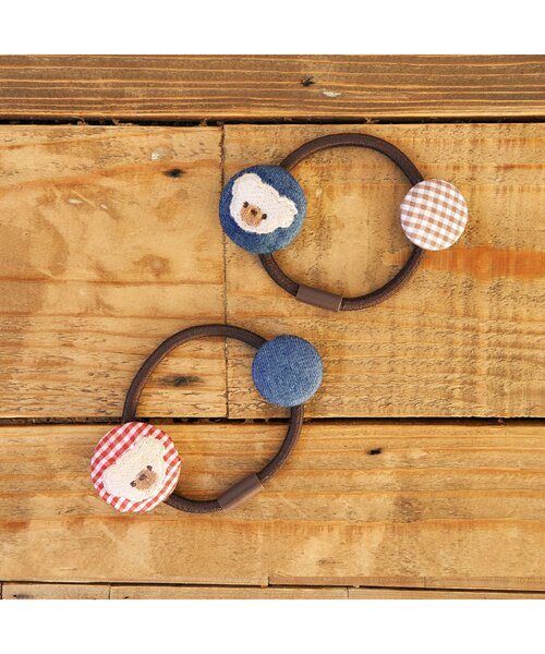 apres les cours（アプレレクール）の「tiny bear クルミボタンヘアゴム（ヘアゴム・キッズ・チェック/インディゴブルー・FREE）」の6枚目の写真