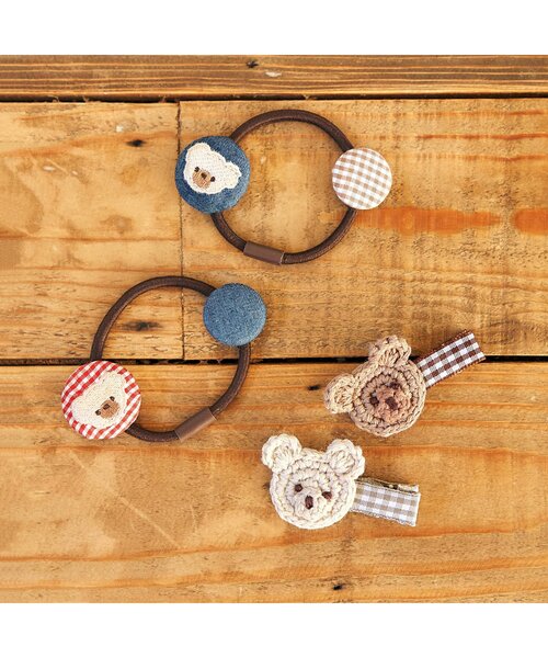 apres les cours（アプレレクール）の「tiny bear クルミボタンヘアゴム（ヘアゴム・キッズ・チェック/インディゴブルー・FREE）」の7枚目の写真