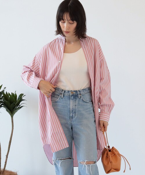 Ray BEAMS(レイビームス)の「GYMPHLEX / バンドカラー チュニック(チュニック・レディース・ブルー/ピンク・14)」の8枚目の写真