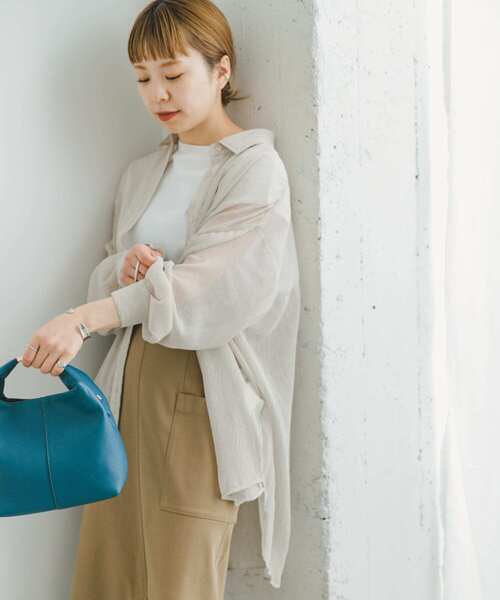 ITEMS URBANRESEARCH（アイテムズ アーバンリサーチ）の「ヨウリュウシアービッグシャツ（シャツ/ブラウス・レディース・チャコールグレー/ライトブルー/オフホワイト/パープル/ベージュ・FREE）」の9枚目の写真