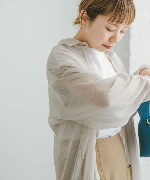 ITEMS URBANRESEARCH（アイテムズ アーバンリサーチ）の「ヨウリュウシアービッグシャツ（シャツ/ブラウス・レディース・チャコールグレー/ライトブルー/オフホワイト/パープル/ベージュ・FREE）」の11枚目の写真