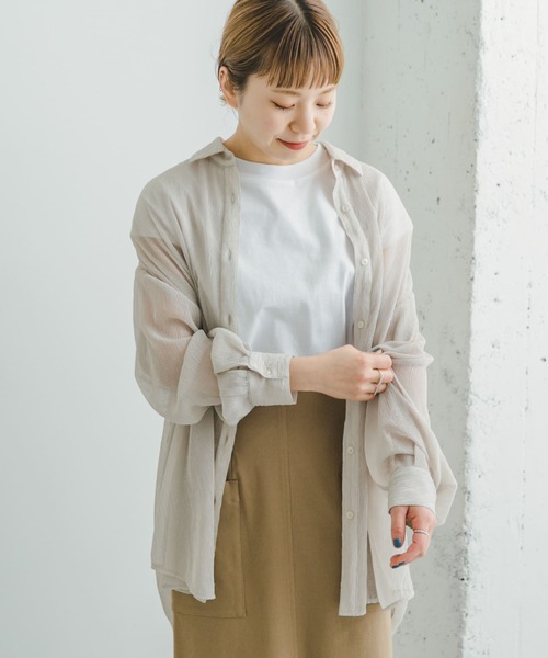 ITEMS URBANRESEARCH（アイテムズ アーバンリサーチ）の「ヨウリュウシアービッグシャツ（シャツ/ブラウス・レディース・チャコールグレー/ライトブルー/オフホワイト/パープル/ベージュ・FREE）」の13枚目の写真