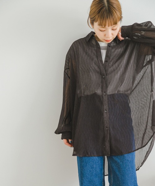 ITEMS URBANRESEARCH（アイテムズ アーバンリサーチ）の「ヨウリュウシアービッグシャツ（シャツ/ブラウス・レディース・チャコールグレー/ライトブルー/オフホワイト/パープル/ベージュ・FREE）」の20枚目の写真