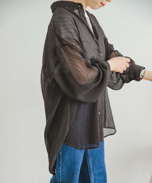 ITEMS URBANRESEARCH（アイテムズ アーバンリサーチ）の「ヨウリュウシアービッグシャツ（シャツ/ブラウス・レディース・チャコールグレー/ライトブルー/オフホワイト/パープル/ベージュ・FREE）」の21枚目の写真