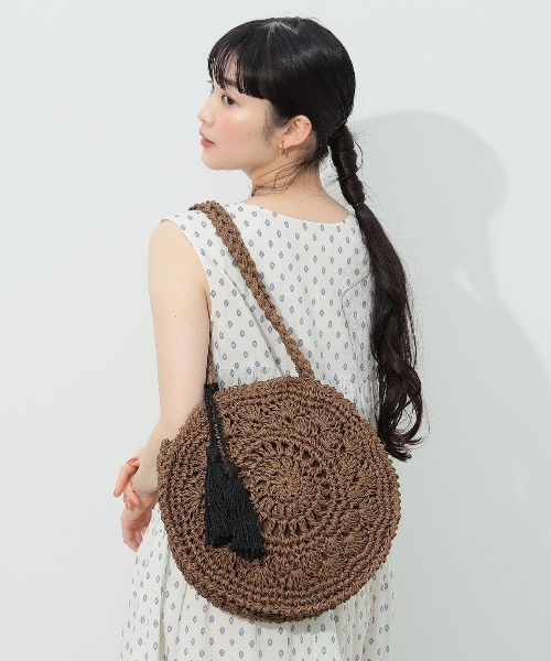 BEAMS HEART(ビームスハート)の「BEAMS HEART / 丸型コマ編 トートバッグ(トートバッグ・レディース・ブラウン/ダークブラウン/オフホワイト・FREE)」の2枚目の写真