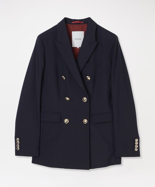 LOVELESS（ラブレス）の「ネイビーダブルブレストジャケット（テーラードジャケット・レディース・ダークネイビー・38/34/36）」の2枚目の写真