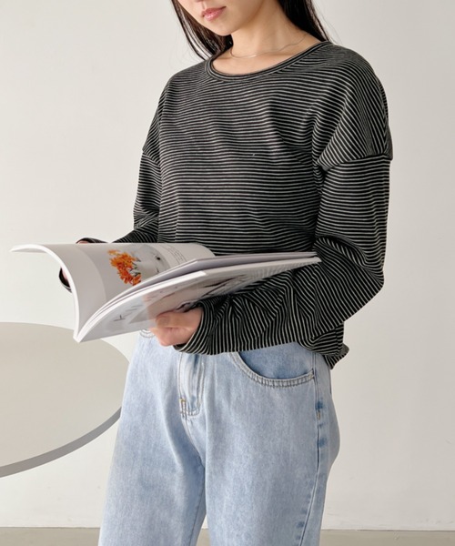 H.Warren（エイチウォーレン）の「ボートネックボーダーロンT（Tシャツ/カットソー・レディース・ブラック/ホワイト/ブラウン・FREE）」の15枚目の写真