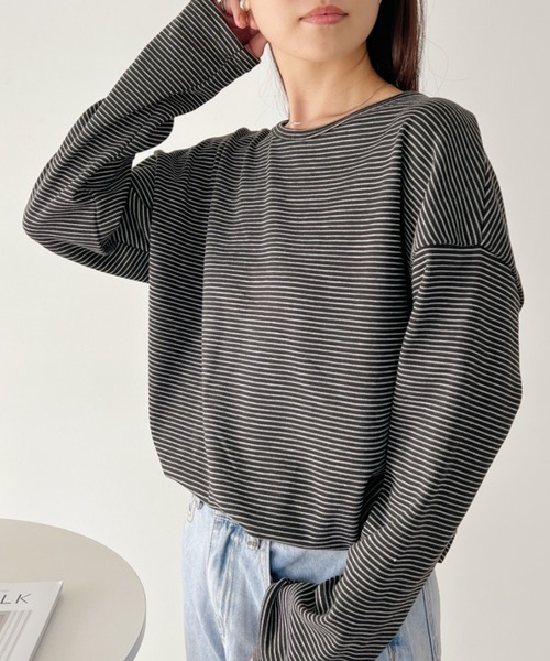 H.Warren（エイチウォーレン）の「ボートネックボーダーロンT（Tシャツ/カットソー・レディース・ブラック/ホワイト/ブラウン・FREE）」の17枚目の写真