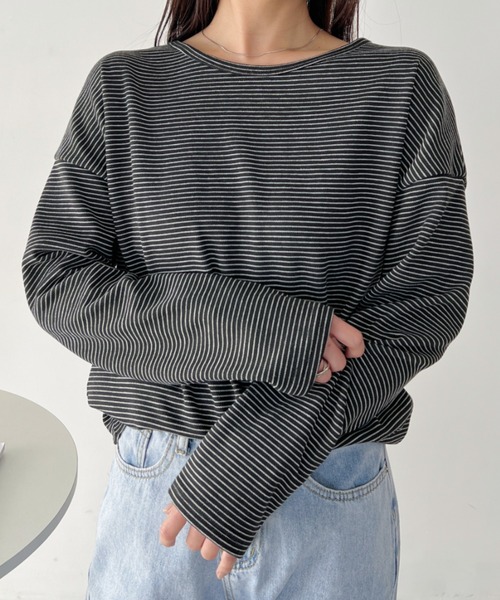H.Warren（エイチウォーレン）の「ボートネックボーダーロンT（Tシャツ/カットソー・レディース・ブラック/ホワイト/ブラウン・FREE）」の19枚目の写真