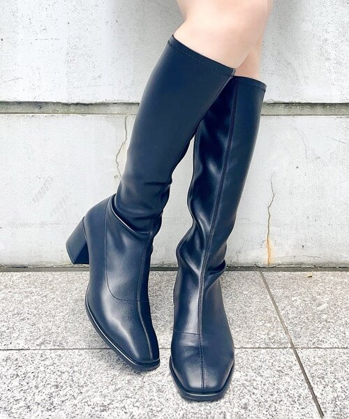 ESPERANZA(エスペランサ)の「スクエアトゥローヒールストレッチロングブーツ(ブーツ・レディース・ブラック/ブラウン系・S/M/L/LL)」の7枚目の写真