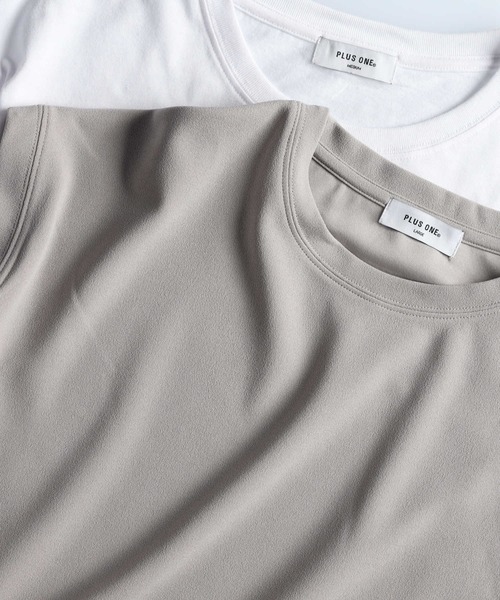 PLUS ONE(プラスワン)の「PLUS ONE(プラスワン)梨地ベストレイヤード(Tシャツ/カットソー・メンズ・ベージュ/ネイビー/グリーン・XL/L/M)」の7枚目の写真