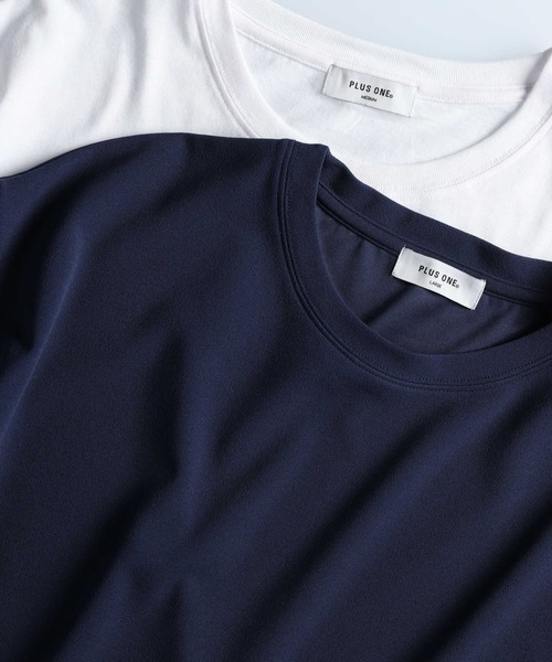 PLUS ONE(プラスワン)の「PLUS ONE(プラスワン)梨地ベストレイヤード(Tシャツ/カットソー・メンズ・ベージュ/ネイビー/グリーン・XL/L/M)」の9枚目の写真