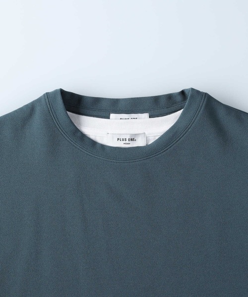 PLUS ONE(プラスワン)の「PLUS ONE(プラスワン)梨地ベストレイヤード(Tシャツ/カットソー・メンズ・ベージュ/ネイビー/グリーン・XL/L/M)」の13枚目の写真