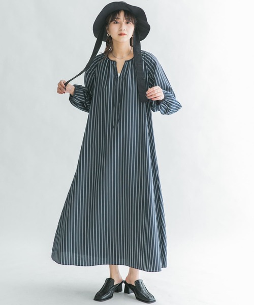 キャンディスリーブストライプワンピース KBF（ケイビーエフ）の「ギャザースリーブストライプワンピース